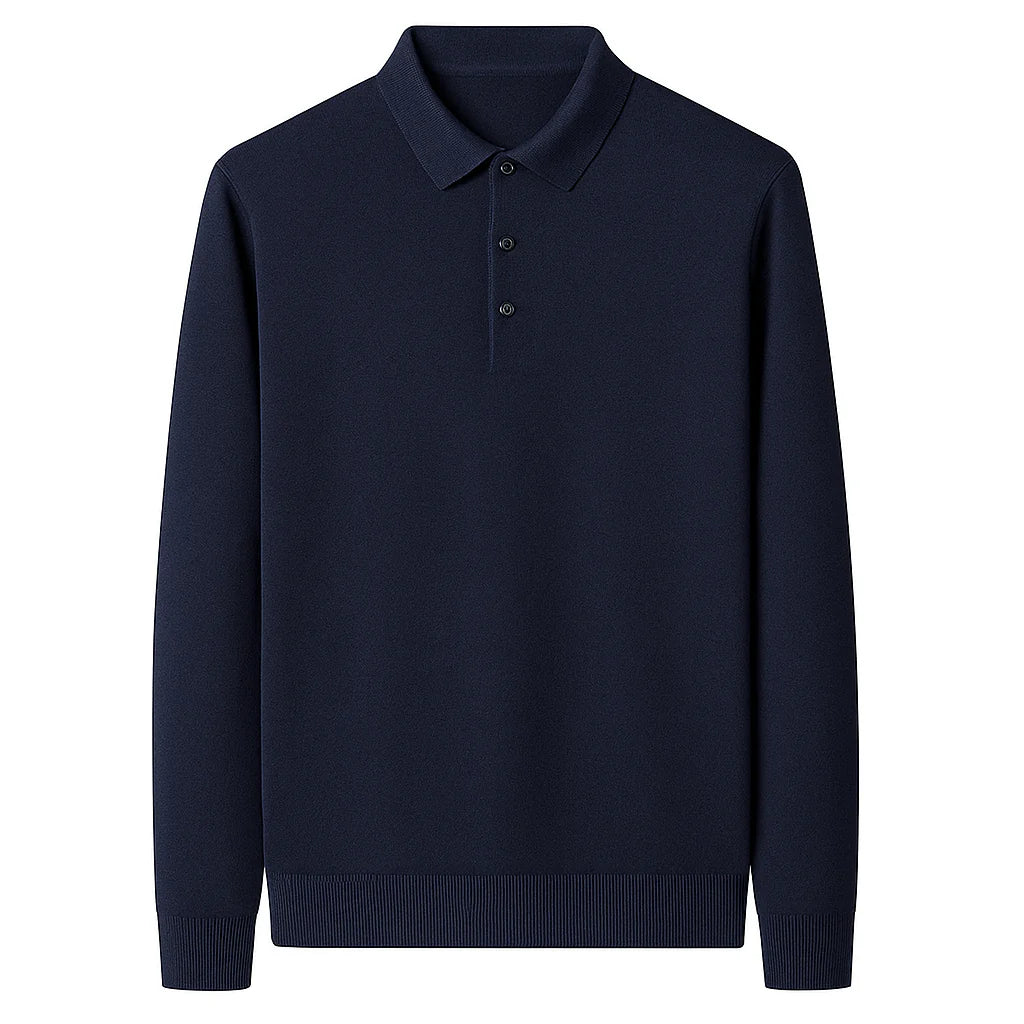 Oxford Knit Polo Sweater – Timeless Warmth and Refined Comfort
