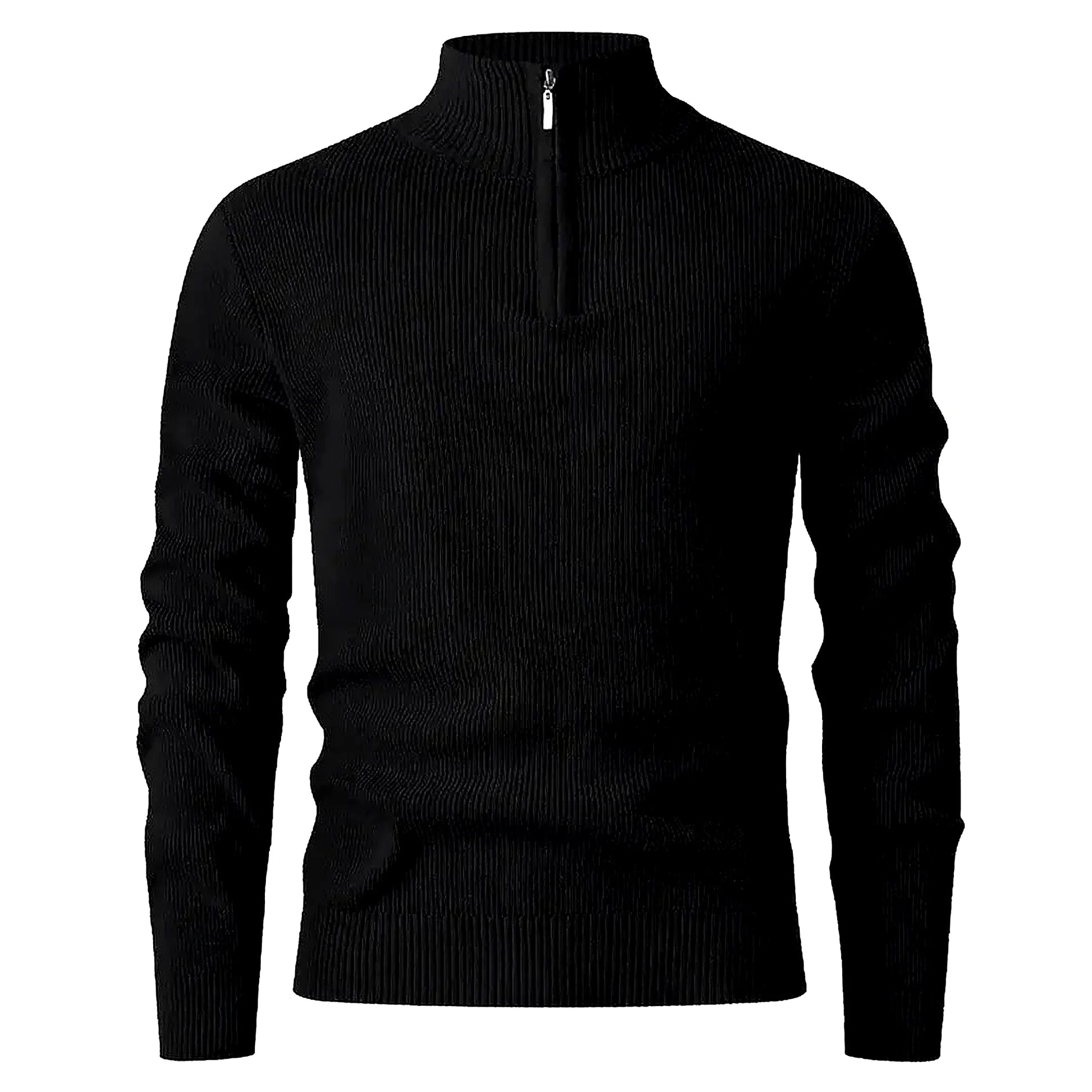 Halden Quarter Zip Knit Sweater in Black