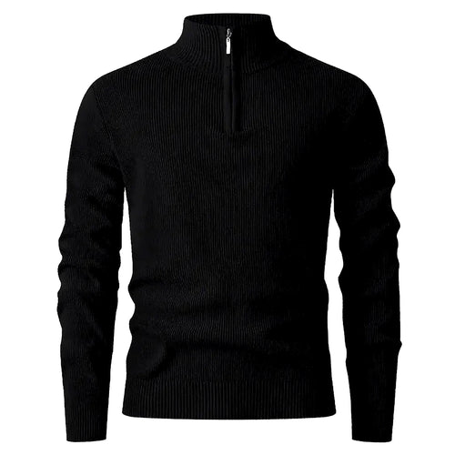 Halden Quarter Zip Knit Sweater in Black