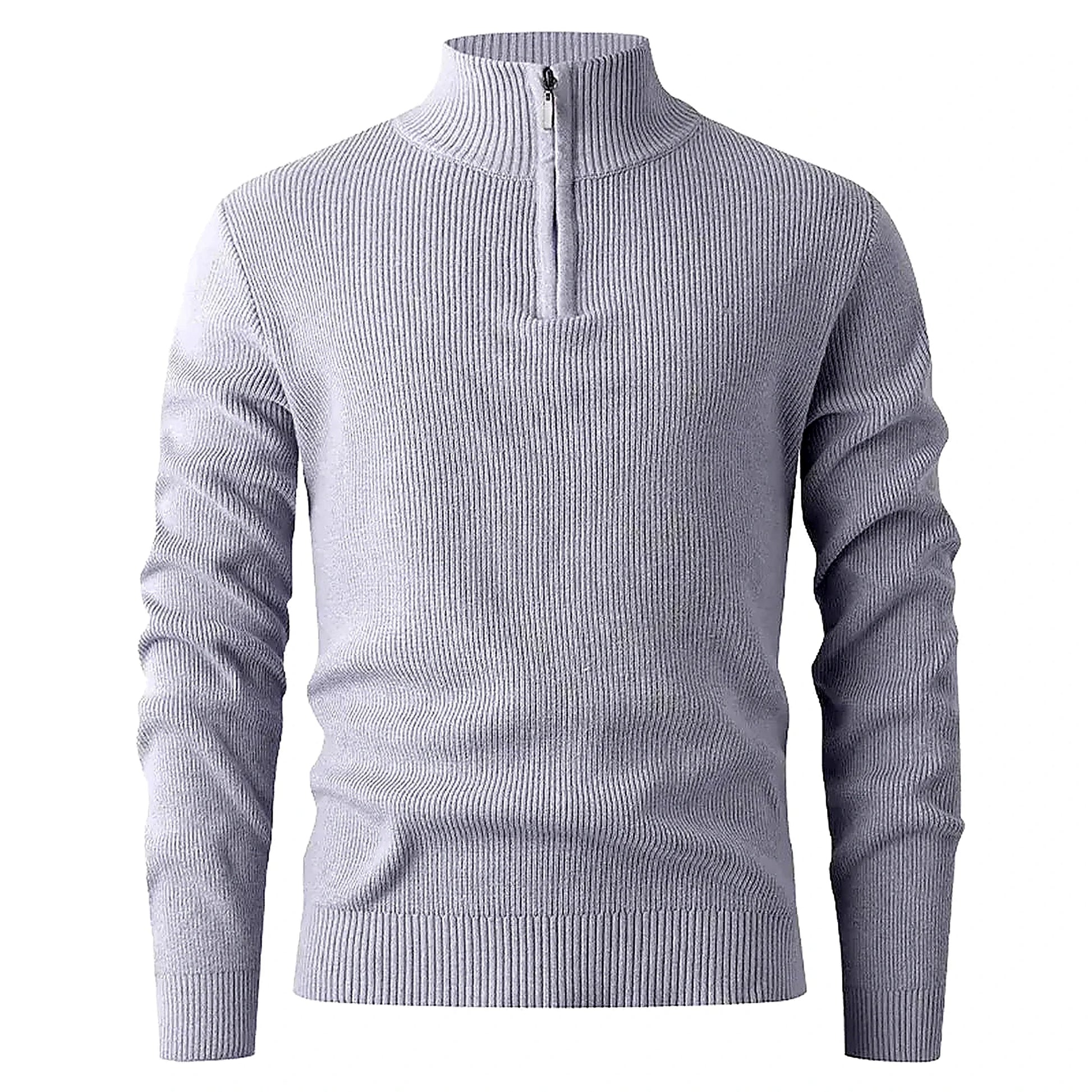 Halden Quarter Zip Knit Sweater in Grey